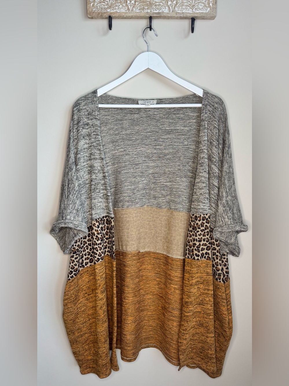 Umgee Open Front Colorblock Tri Color Stylish Cardigan sz XL/1XL